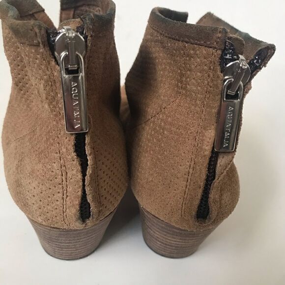 Aquatalia brown leather ankle boots with stacked wooden heels - Picture 8 of 11